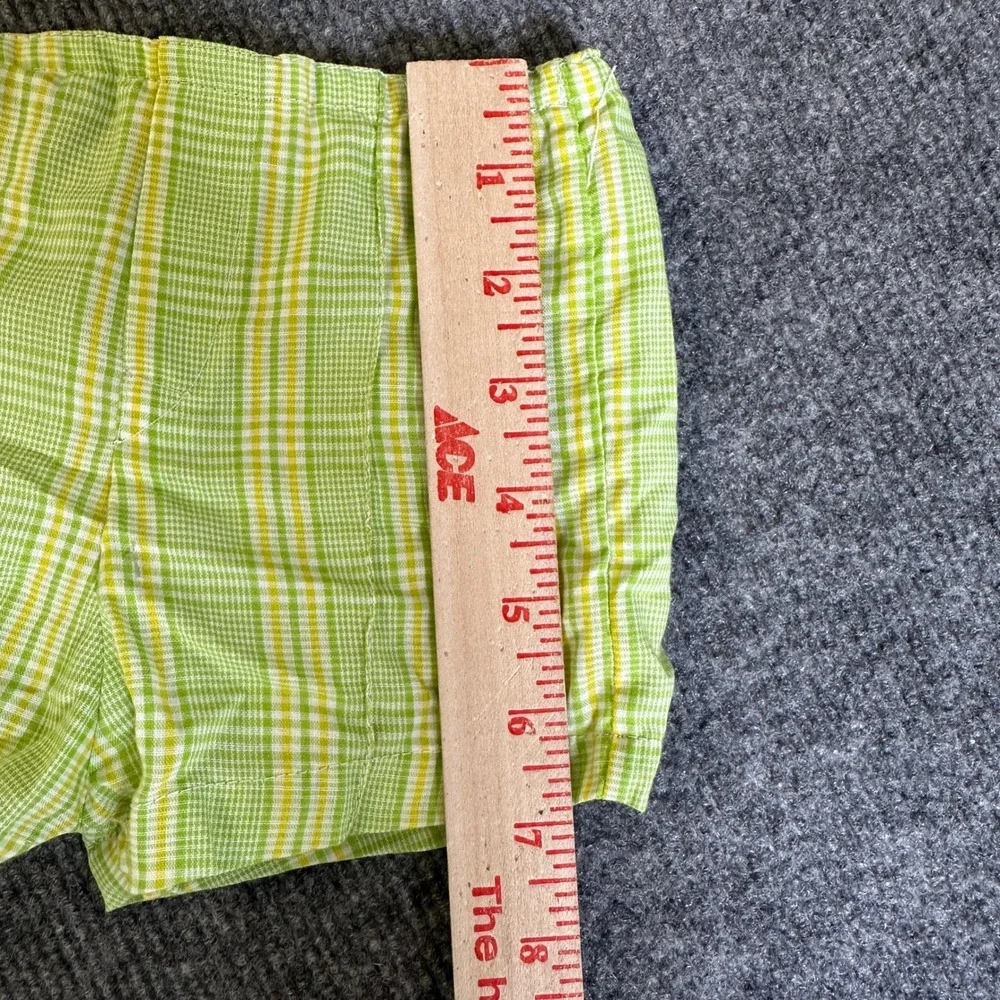 Vintage Green Yellow Plaid Diaper Cover Shorts Waterproof Lined Bloomers Infant